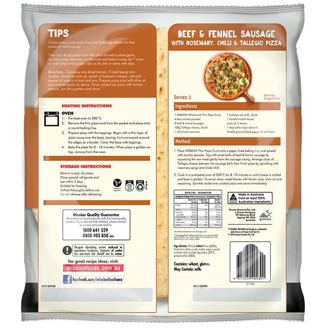 Mission Thin Pizza Crusts Wholemeal Render Logo Back