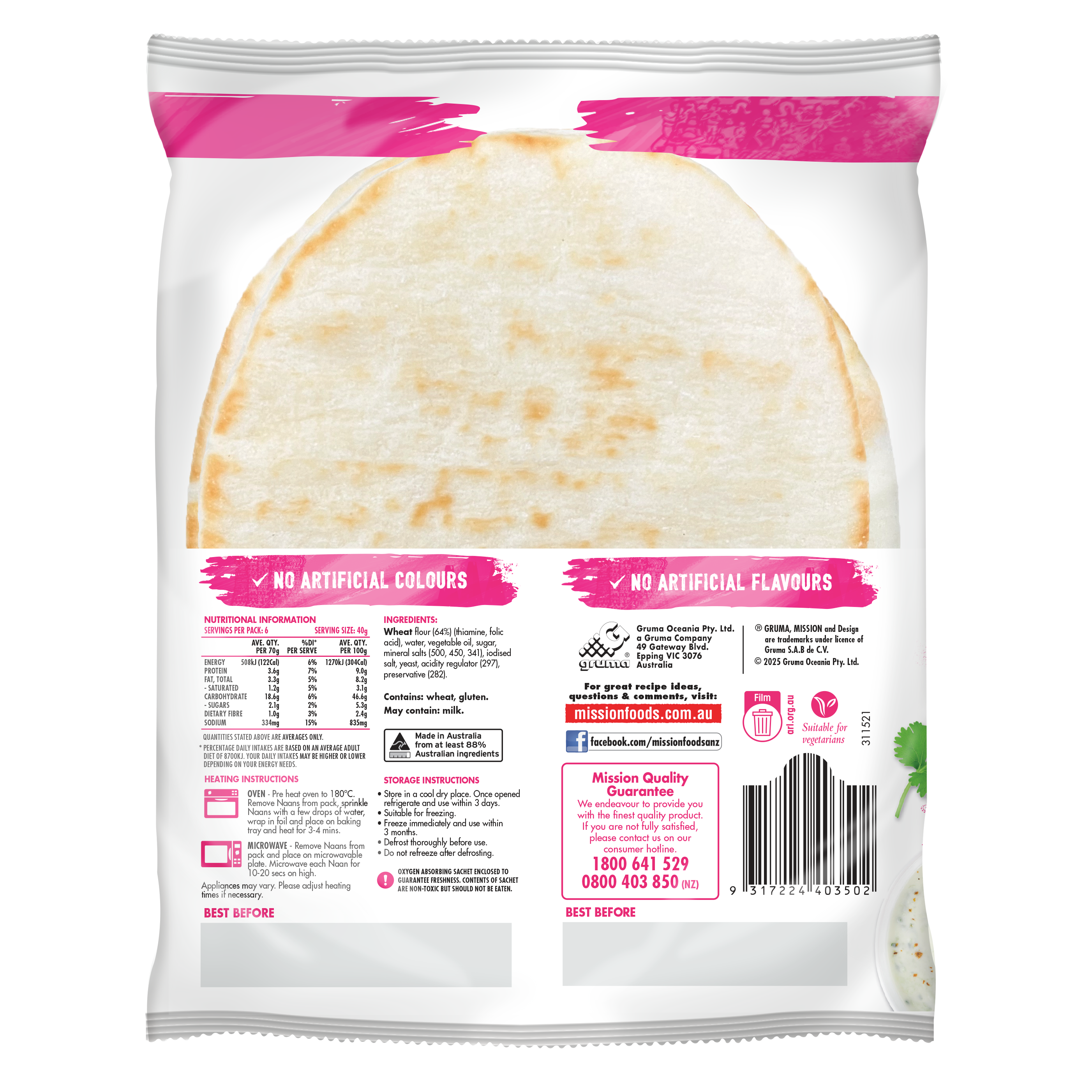 Mission Mini Naan 240G Back