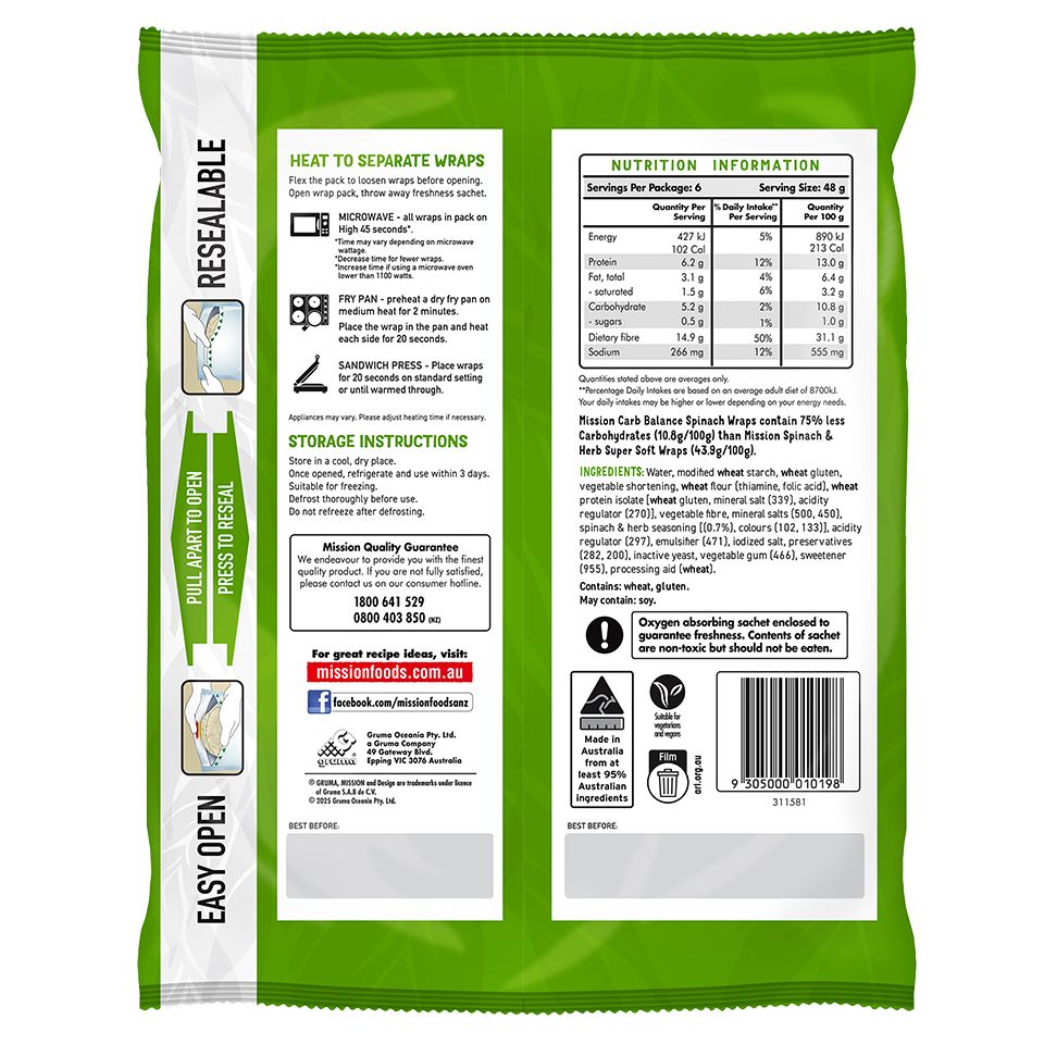 Mission Carb Balance Spinach Render 2025 Back (1)