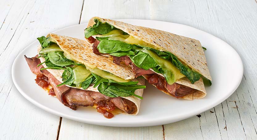 Beef, Cheese & Tomato Relish Wraps