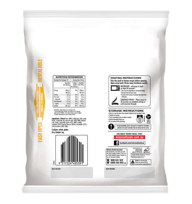 Mission Soft & Fluffy Butter Wraps Render Back